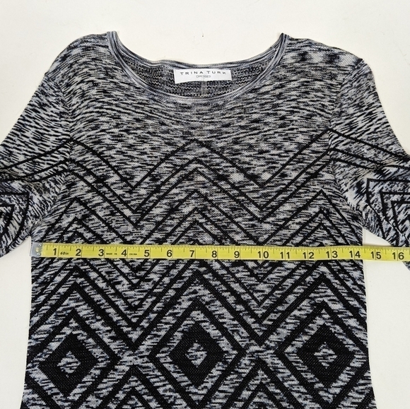 Trina Turk Geometric Long Sleeve Knit Mini Dress - Picture 6 of 8
